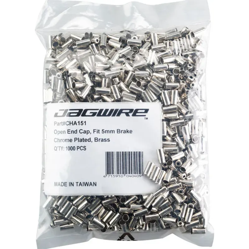 Jagwire Open End Caps 5mm 200-bottle in Chrome Plated Silver-2